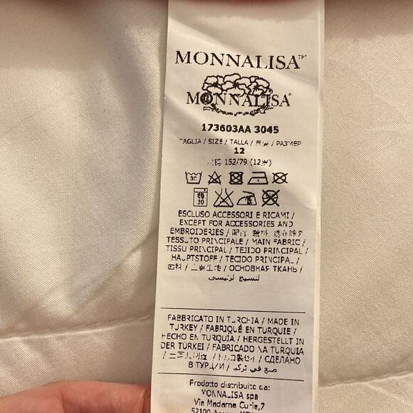 MonnaLisa 1968 Cotton Ruffled Cropped Hoodie in Pink. Size 12. - Picture 8 of 10